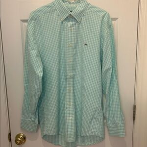 Vineyard Vines Light Green Checkered Button Down Shirt